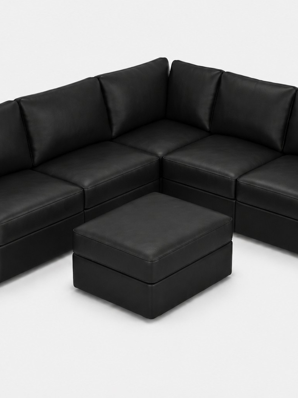 Lovesac Sactional: Faux Black Leather 6 seats + 8 sides Covers
